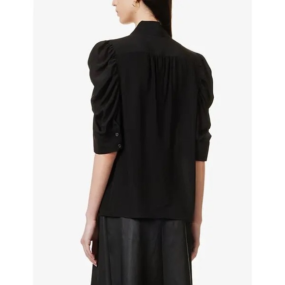 Frame Gillian Puffed-Shoulder Silk-Crepe Top - Picture 2 of 6